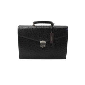 Tardini Unisex Adults Ostrich Two Gusset Professional Briefcase Dark Gray